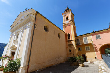 Parish Church of Saint Peter of Castellar, a perched stone village in southern France. It was built around 1487 .