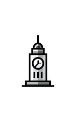 Simple clock tower graphic design