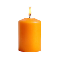 Orange candle isolated on a transparent background, evokes warmth and coziness, perfect for autumn or Halloween decor, symbolizes light and hope