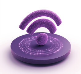 Purple wifi symbol network connection wireless internet technology concept art