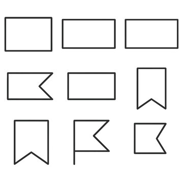 Flag Shapes Icons. Outline style icon of Flag Ratios & Shapes: 1-to-2 rectangle, 2-to-3 rectangle, 3-to-5 rectangle, square flag,