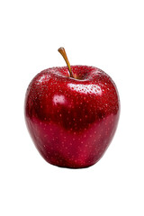 Glossy red apple isolated on a transparent background, symbolizing health and freshness, perfect for autumn themes and harvest celebrations