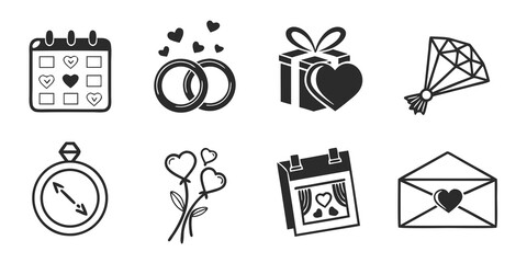 Wedding icons isolated on white
