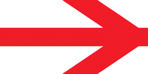 Red arrow direction symbol isolated on a transparent background