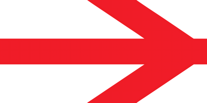 Red arrow direction symbol isolated on a transparent background