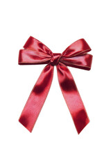Elegant red satin bow isolated on a transparent background, perfect for holiday gift wrapping or festive decorations, evokes a sense of luxury and celebration