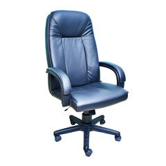 Ergonomic office chair isolated on a transparent background, sleek design with cushioned support, ideal for professional workspaces and home offices