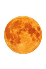 Full moon isolated on a transparent background, glowing with a warm orange hue, symbolizing mystery and celestial beauty, perfect for Halloween themes