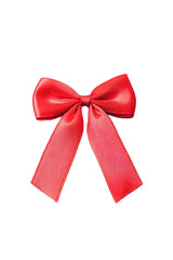 Red bow isolated on a transparent background, perfect for festive decorations or gift wrapping, evokes a sense of celebration and elegance