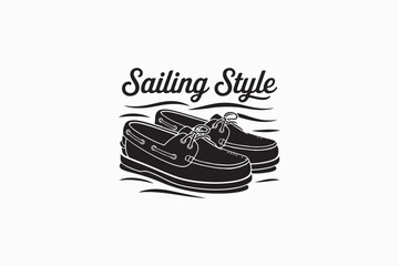 Waterproof  A Boat Shoes vector silhouettes image with white color back round made by adobe illustrator.
