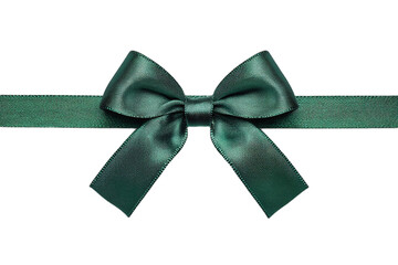 Elegant green satin bow isolated on a transparent background, perfect for gift wrapping or festive decorations, evokes a sense of luxury and celebration