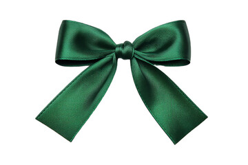 Elegant green satin bow isolated on a transparent background, perfect for holiday gift wrapping, adds a touch of luxury and festivity to any occasion
