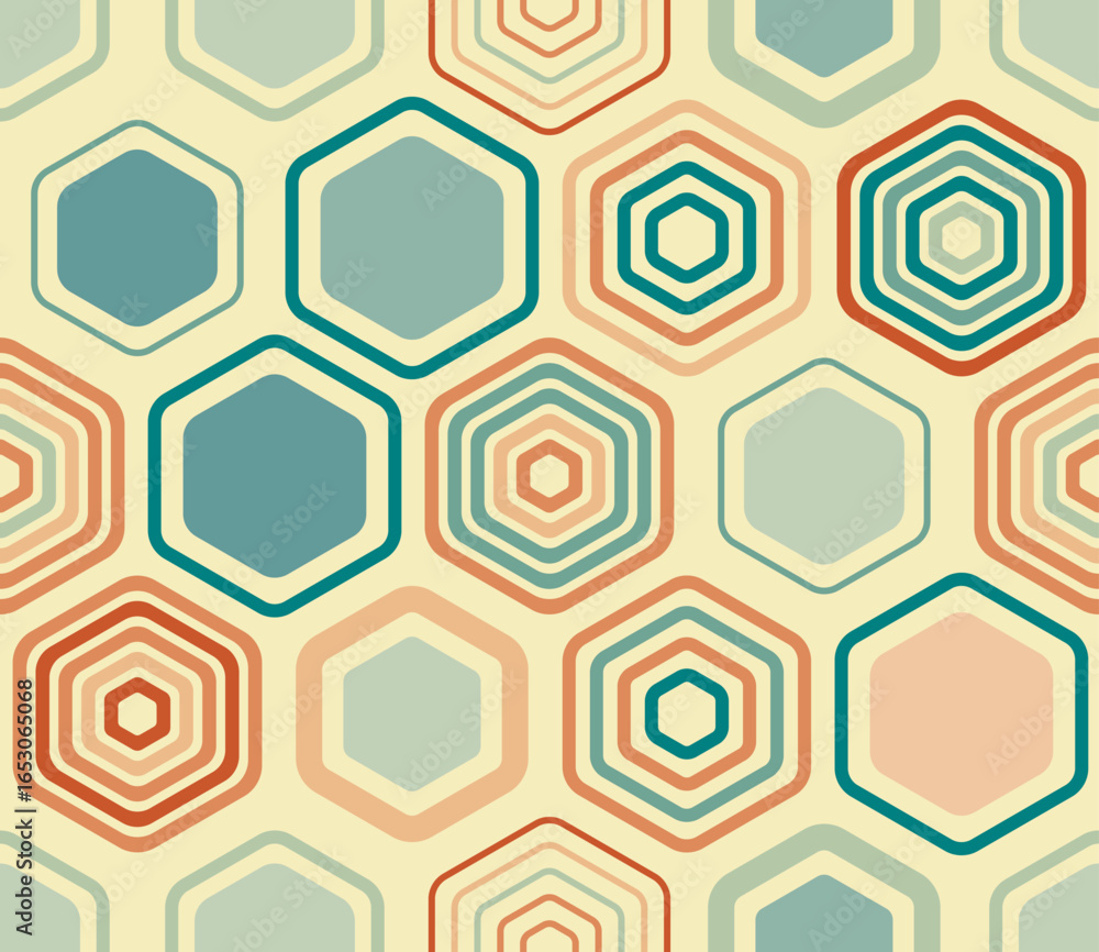 Poster background with hexagon pattern. geometric elements of varied style and color. large hexagons. tilea