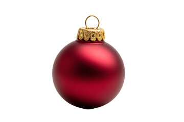 Festive red ornament isolated on a transparent background, classic holiday decoration with a glossy finish, evokes warmth and seasonal cheer