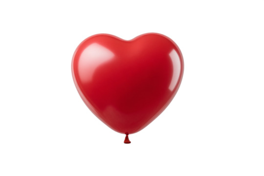 Heart-shaped red balloon isolated on a transparent background, symbolizing love and celebration, perfect for Valentine's Day or romantic events