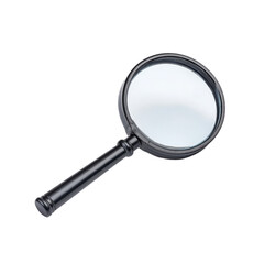 Magnifying glass isolated on a transparent background, tool for detailed examination and investigation, symbol of curiosity and discovery