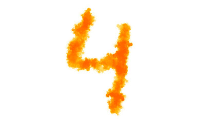 Flaming Number 4 on Transparent Background Fire, Blaze, Inferno, Combustion, Heat, Glowing, Orange, Yellow, Hot, Digit, Numerical, Symbol, Graphic
