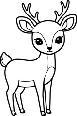 Cute Cartoon Deer Outline for Kids Coloring Page – Black and White Animal Illustration