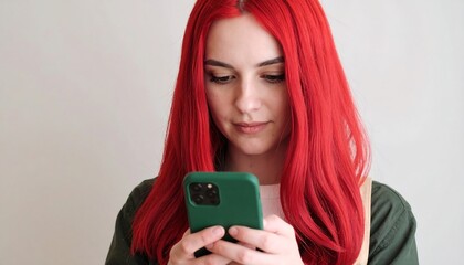 Woman looking at smartphone