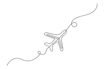 
Airplane continuous one line drawing and minimalist style isolate outline vector illustration
