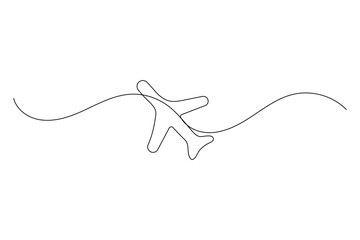 Obraz premium Airplane continuous one line drawing and minimalist style isolate outline vector illustration 