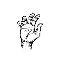 A detailed drawing of a hand reaching out with fingers slightly curled, symbolizing grasping or reaching desires and intent