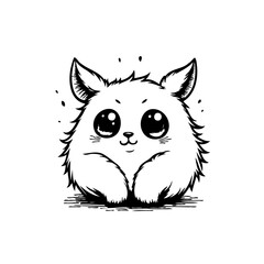 Adorable fluffy kitten illustration with big eyes offering charm and playful innocence creating a captivating and endearing visual experience