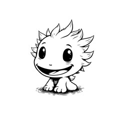 Adorable cartoon creature with spiky hair and big eyes, radiating charm and playful innocence vector isolated