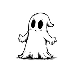Cute and spooky halloween ghost illustration in cartoon style perfect for invitations cards decorations or art projects