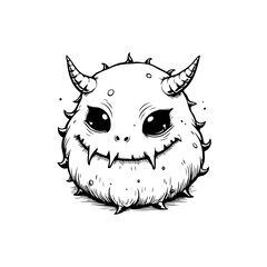 Whimsical horned monster illustration offering a playful take on mythical creatures in cute vector style