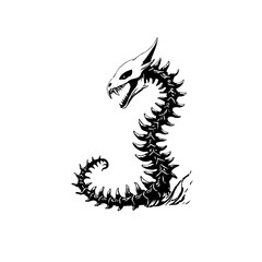 A striking vector illustration showcases a skeletal dragon its bony structure creating an eerie beauty