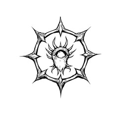 Eye within a mystical star design illustration as an esoteric concept for occult symbol