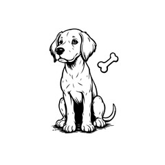 Adorable puppy illustration with a bone: a charming vector graphic perfect for dog lovers and pet-themed designs