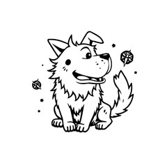 Cute cartoon dog illustration with playful design elements creating an adorable and charming animal character drawing for kids