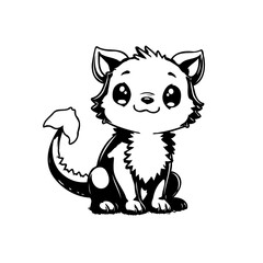 Cute cartoon cat illustration with charming eyes perfect for children's books and character design project vector