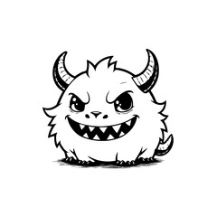 Cute cartoon monster illustration with horns and sharp teeth a fun design suitable for children's projects