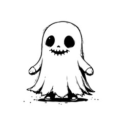 Cartoon cute ghost vector illustration isolated on white background for halloween decoration and designs element