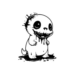 Cute spooky monster cartoon character design featuring dripping ink is perfect for halloween projects and designs
