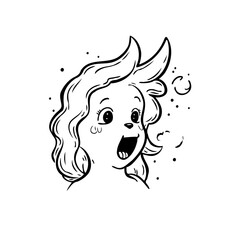 Surprised cartoon character with wide eyes and open mouth exhibiting a feeling of excitement