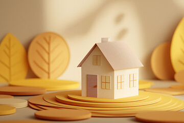 house and coins for concept investment mortgage finance and home loan refinance
