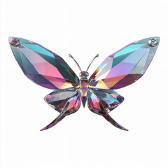 Butterfly Crystal Iridescent Gemstone Decoration Art Design Shiny Reflective Ornament Wings Nature Insect Multicolored Fantasy Illustration Luxury Glistening Unique Style CraftModern Visuals