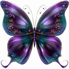 Butterfly Art Floral Wings Vivid Purple Design Enchanting Ethereal Glossy Natural Intricate Patterned Surreal Feminine Delicate Beauty Colorful Exotic Wildlife Illustration Fantasy Elegant Whimsical