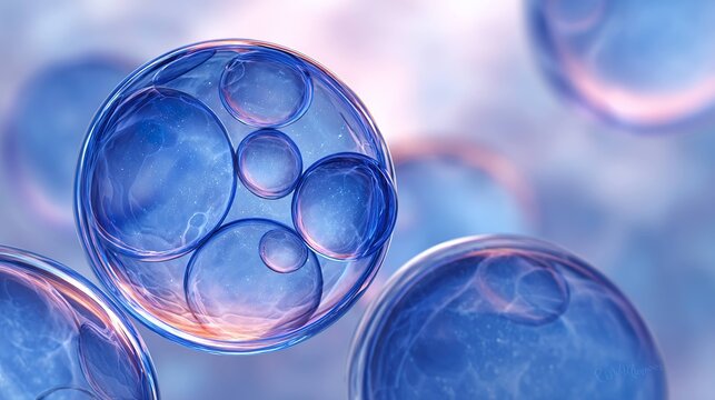 Abstract closeup of blue cells or microorganisms