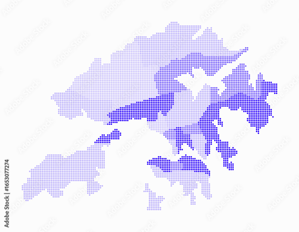 Poster hong kong dotted map. digital style map of the country on white background. hong kong shape with cir