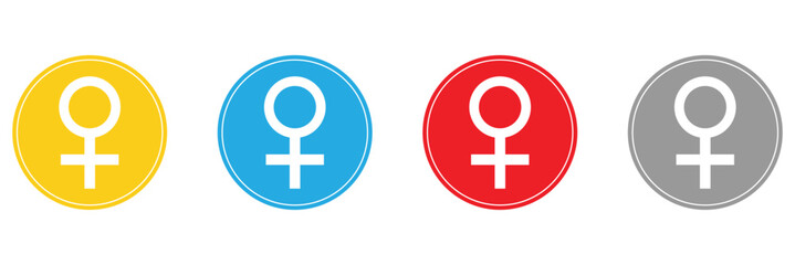 Feminism icons. Female symbol. Flat and line art style. Vector illustration isolated on white background .Eps 10.Vector background