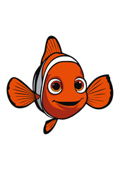 Nemo fish line vector illustration white background