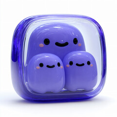Purple Kawaii Ghosts Cute Plastic Toys Smiling 3D Digital Characters Playful Rounded Creatures Artistic Collectible Decoration Modern Minimalist Illustration Colorful Fun Children Design Whimsical