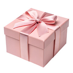 Obraz premium Pink gift box with satin ribbon bow isolated on a transparent background image png file 