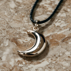 Silver Moon Necklace Pendant Jewelry Fashion Accessory Gemstone Artisan Craftsmanship Elegant Modern Charming Design Stylish Luxury Artistic 