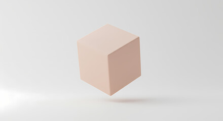 Fototapeta premium Minimalist Peach Cube: 3D Render, Abstract Geometric Shape, Background Design Element